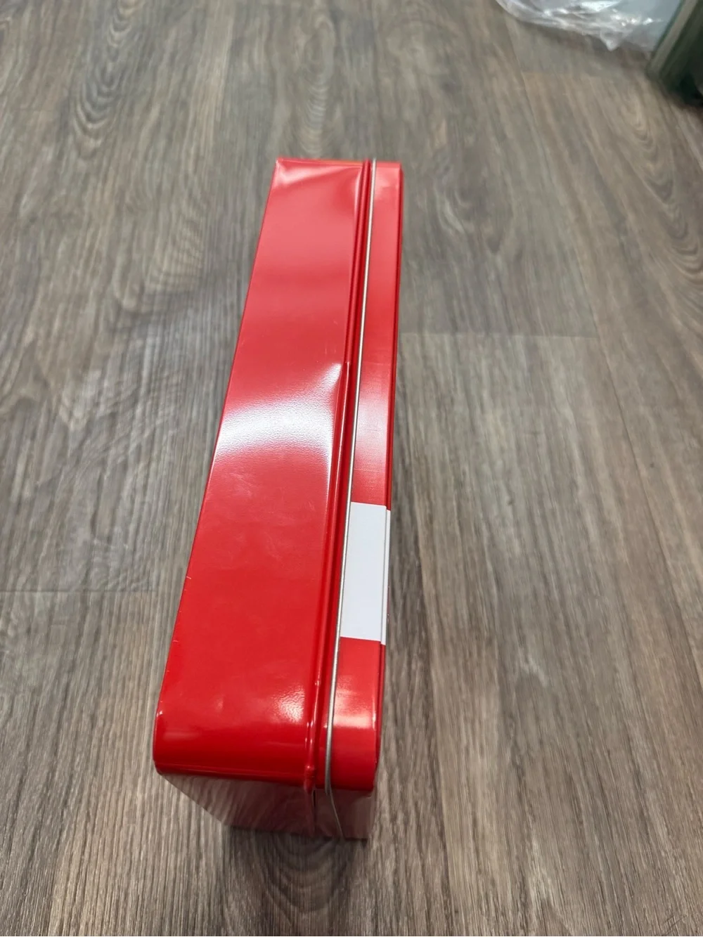 Valentino Red Metal Storage Tin with White Stripe